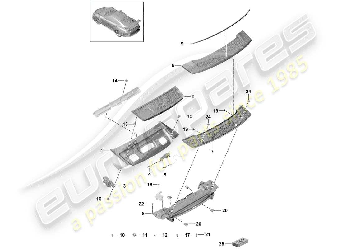 Porsche 991R/GT3/RS (2016) CUBRIR Diagrama de piezas