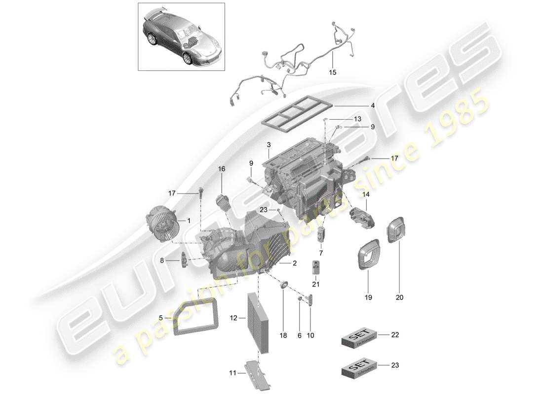 Porsche 991R/GT3/RS (2016) aire acondicionado Diagrama de piezas