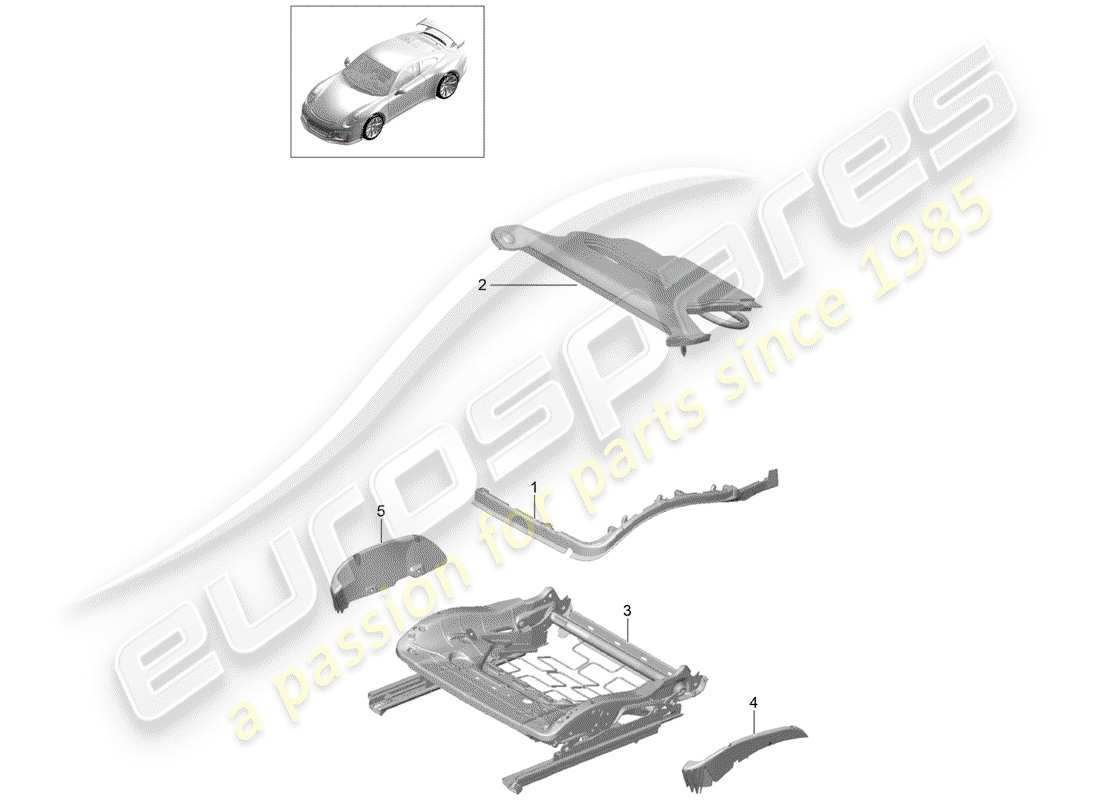 Porsche 991R/GT3/RS (2016) acolchado para asiento Diagrama de piezas
