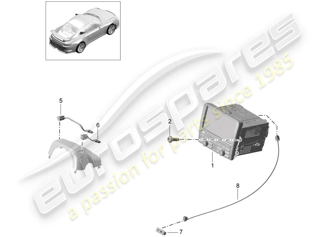 Porsche 991R/GT3/RS (2016) unidad Operativa Diagrama de piezas