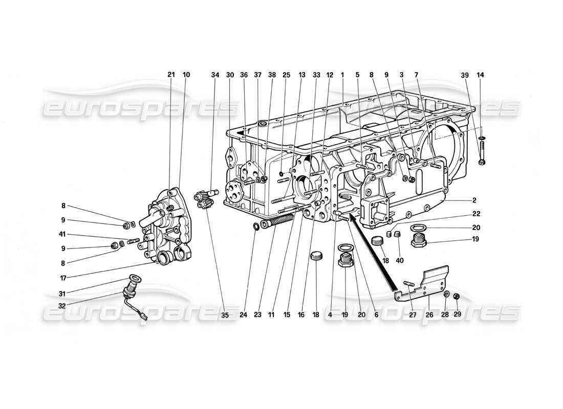 Ferrari Testarossa (1987) Caja de cambios Diagrama de piezas