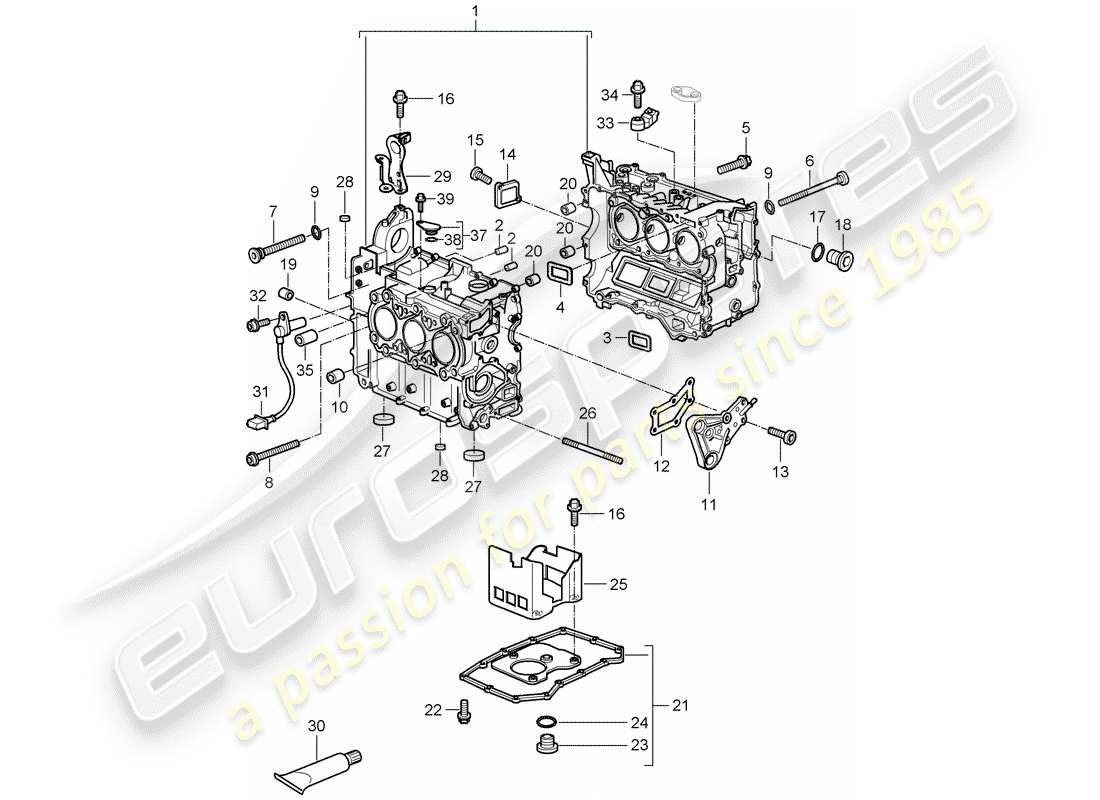 Porsche 997 (2008) CRANKCASE Diagrama de piezas