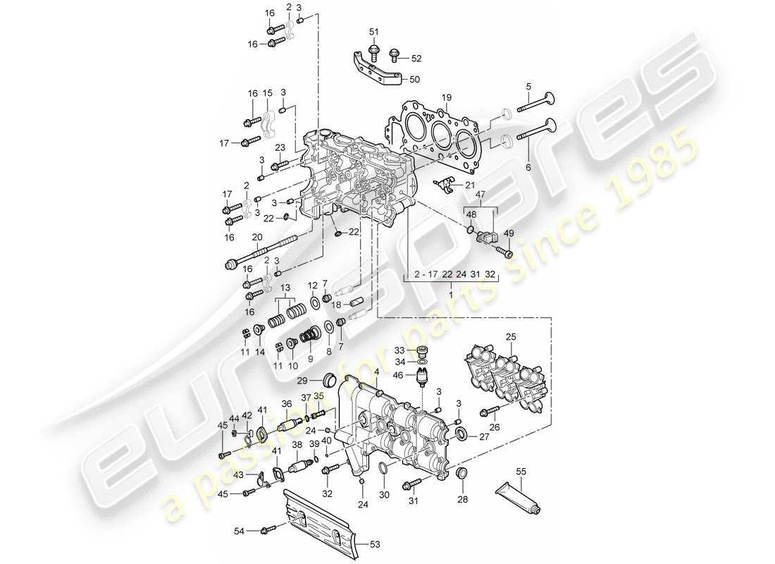 Porsche 997 (2008) CABEZA DE CILINDRO Diagrama de piezas