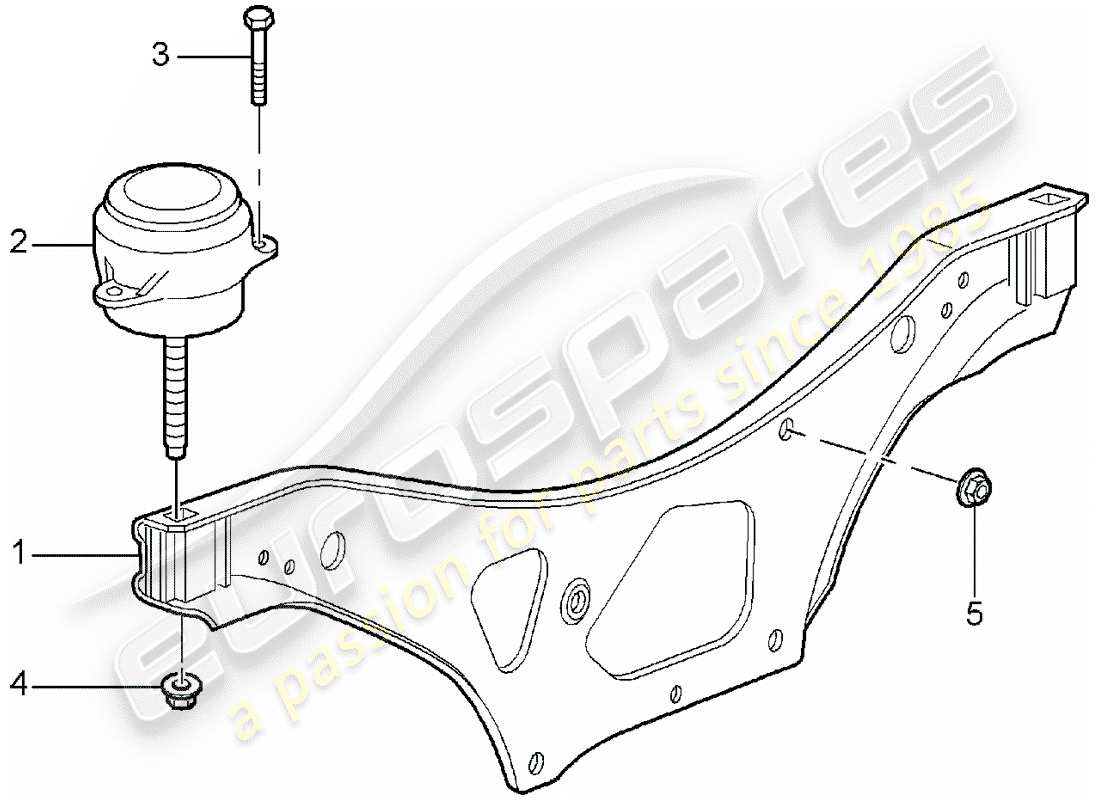 Porsche 997 (2008) suspensión del motor Diagrama de piezas