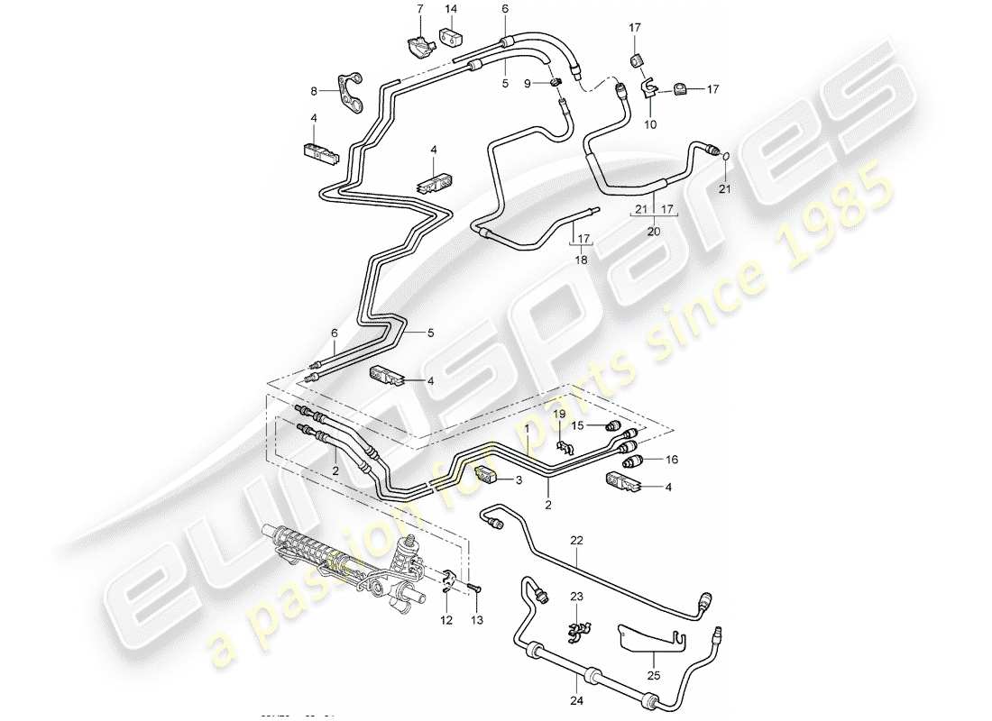 Porsche 997 (2008) Dirección asistida Diagrama de piezas