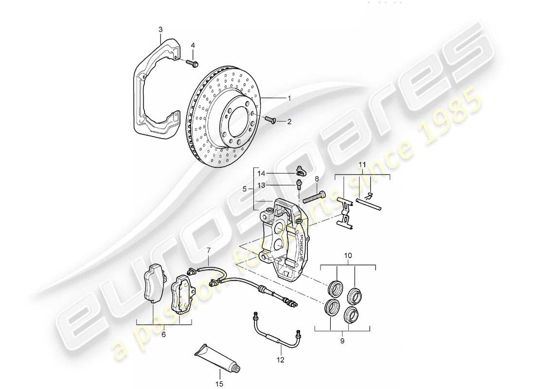 Porsche 997 (2008) frenos de disco Diagrama de piezas
