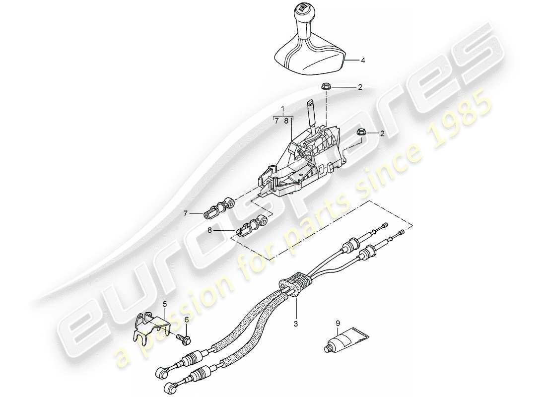 Porsche 997 (2008) control de transmisión Diagrama de piezas