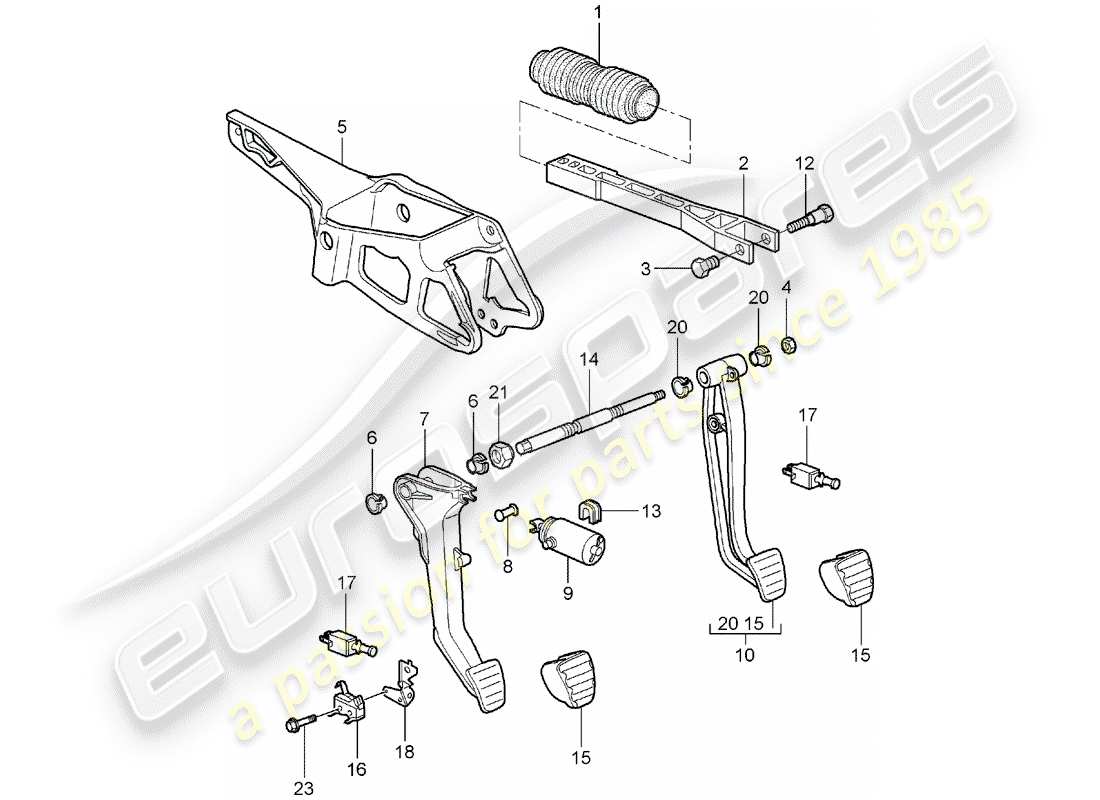Porsche 997 (2008) Pedales Diagrama de piezas