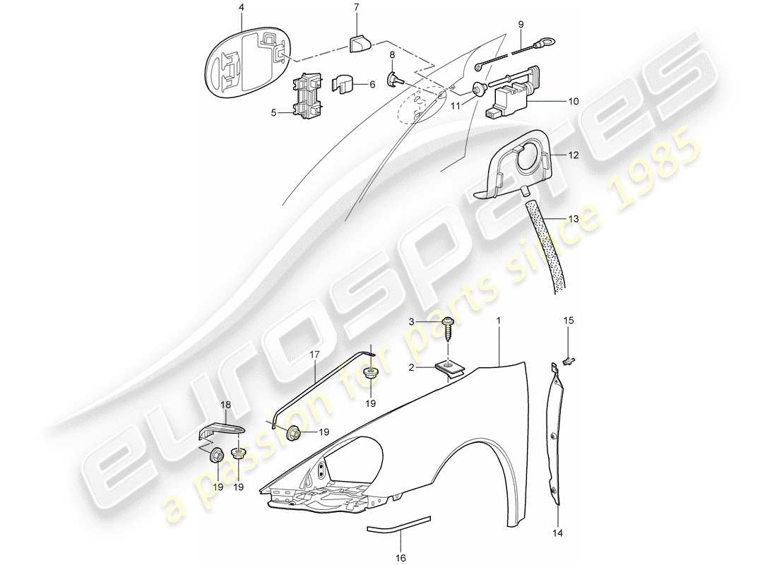 Porsche 997 (2008) DEFENSA Diagrama de piezas