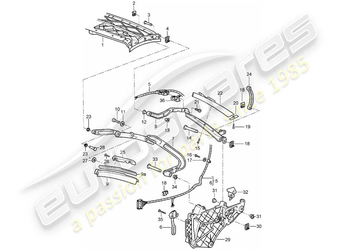 Porsche 997 (2008) marco superior Diagrama de piezas