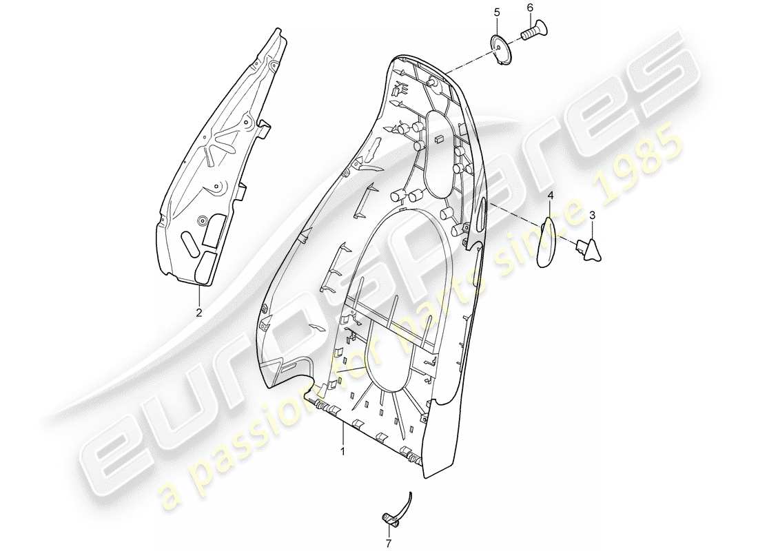 Porsche 997 (2008) carcasa del respaldo Diagrama de piezas