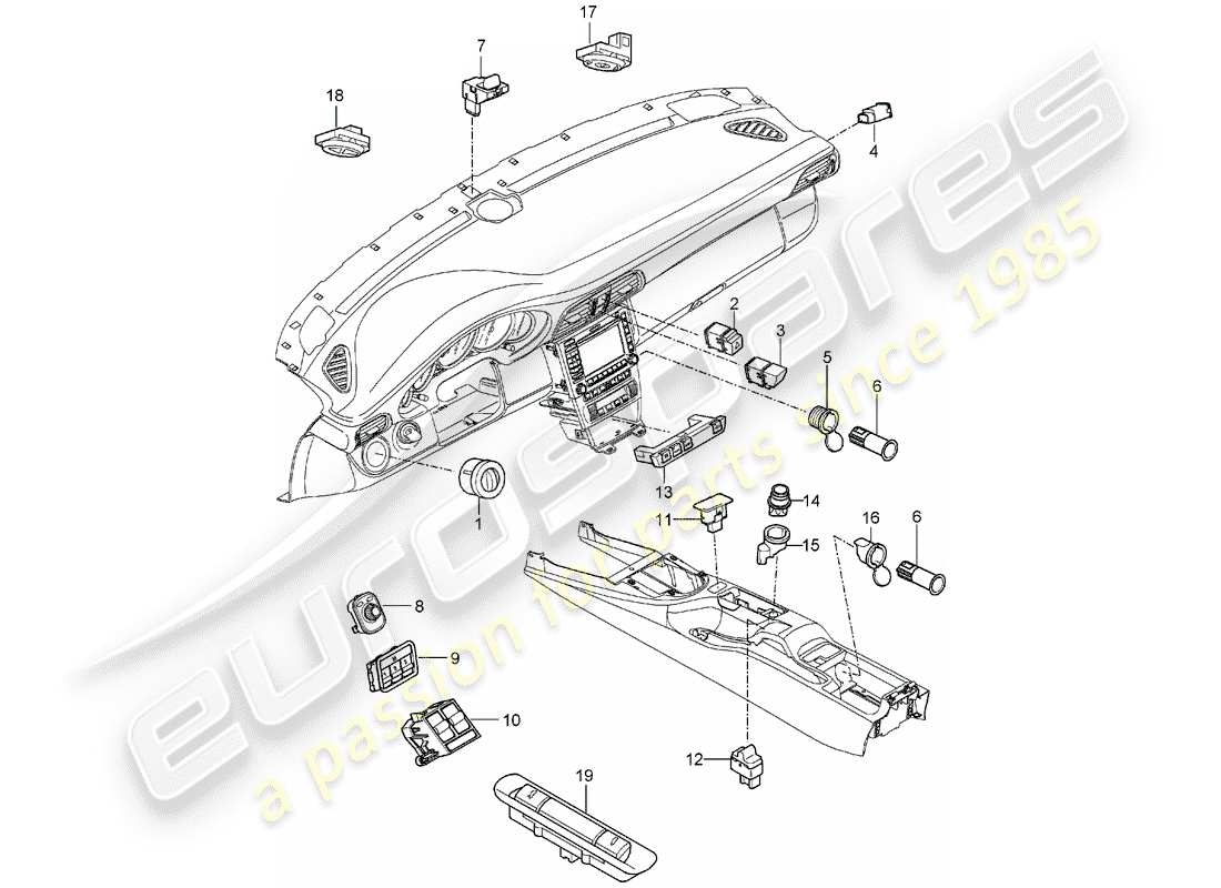 Porsche 997 (2008) SWITCH Diagrama de piezas