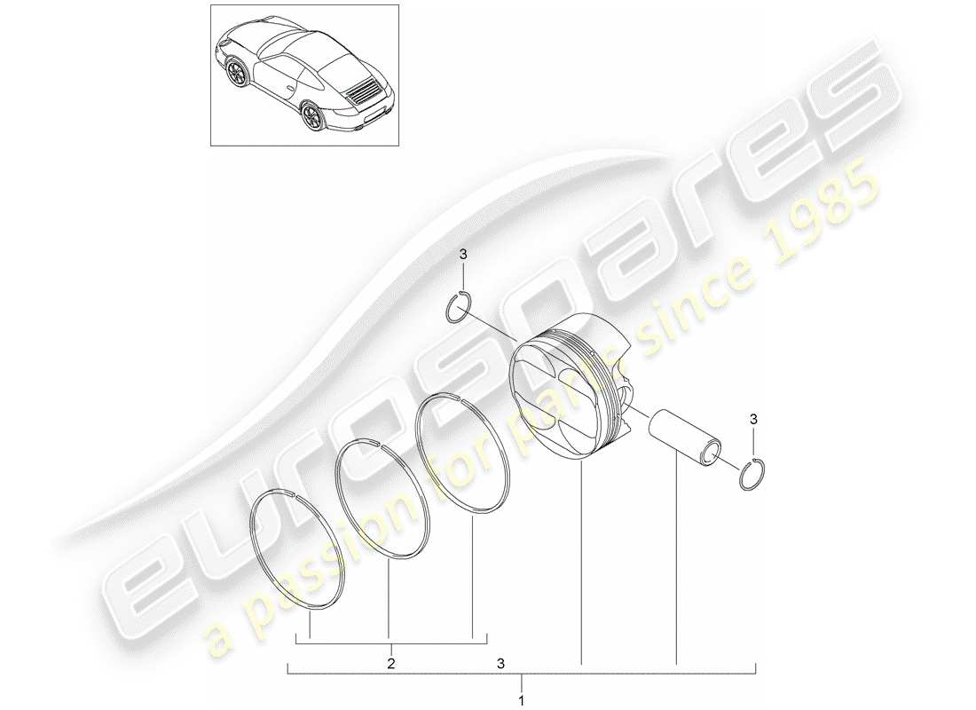 Porsche 997 Gen. 2 (2011) PISTÓN Diagrama de piezas