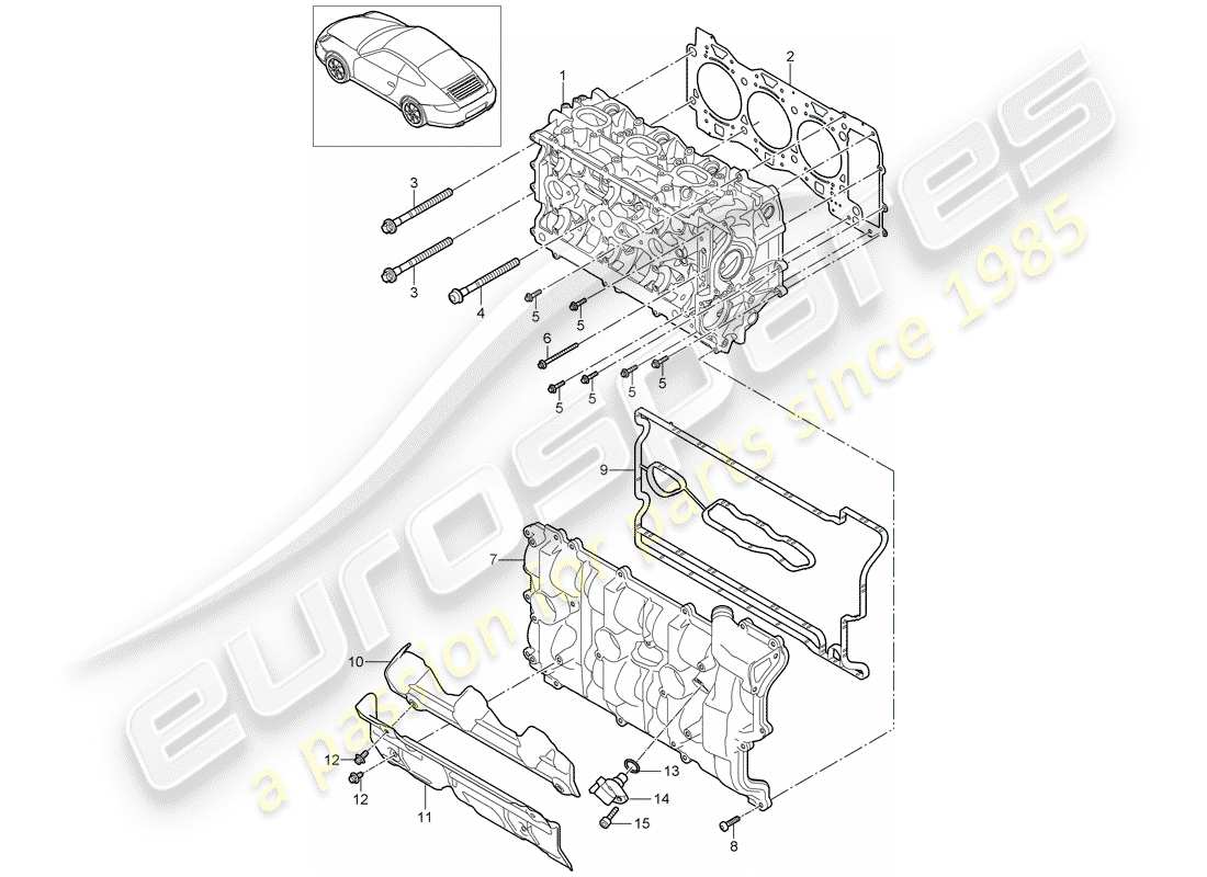 Porsche 997 Gen. 2 (2011) CABEZA DE CILINDRO Diagrama de piezas