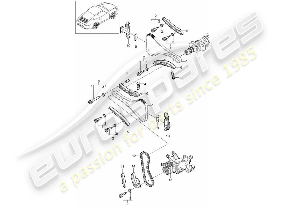 Porsche 997 Gen. 2 (2011) control de válvula Diagrama de piezas