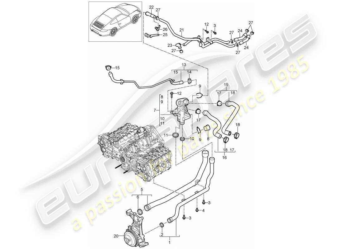 Porsche 997 Gen. 2 (2011) CONNECTION Diagrama de piezas