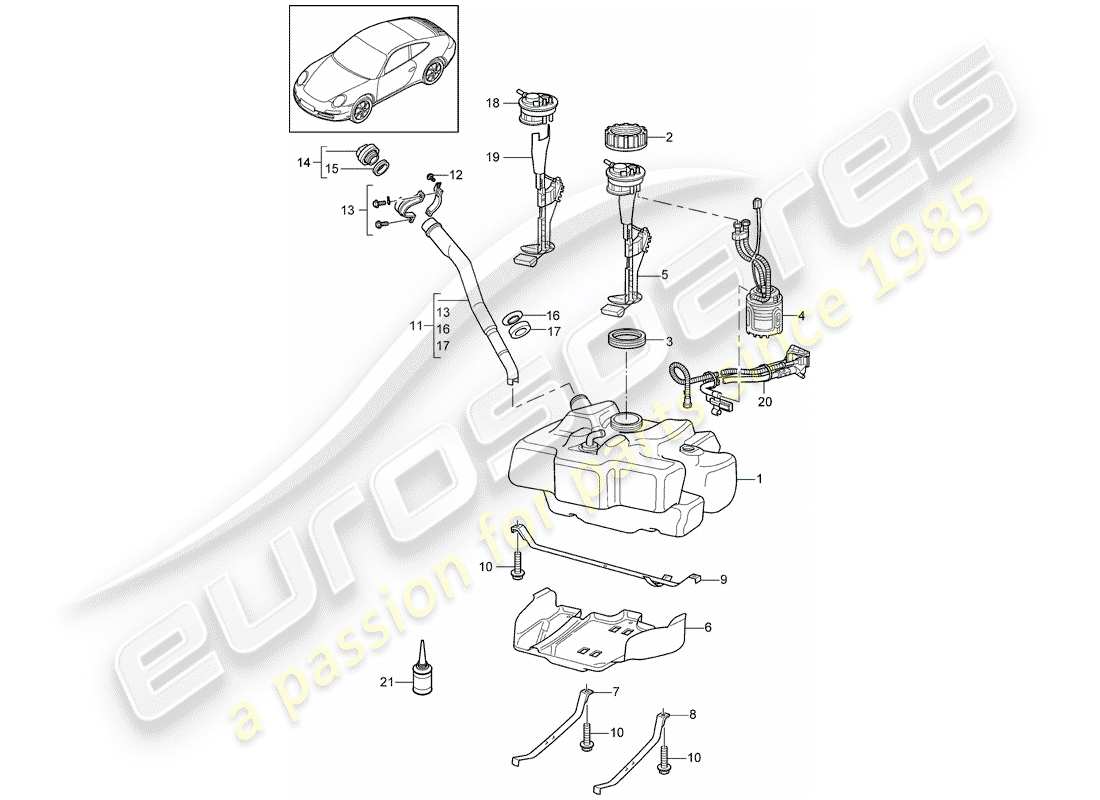 Porsche 997 Gen. 2 (2011) DEPÓSITO DE COMBUSTIBLE Diagrama de piezas