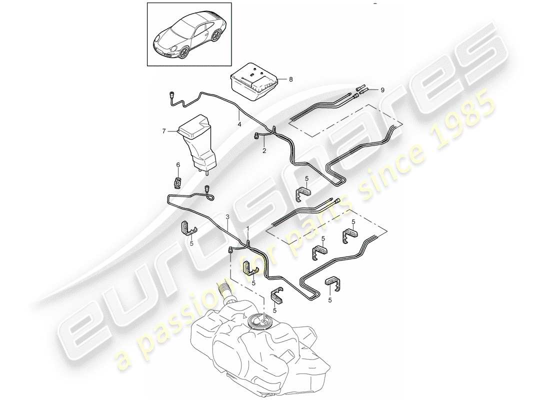 Porsche 997 Gen. 2 (2011) Fuel System Diagrama de piezas
