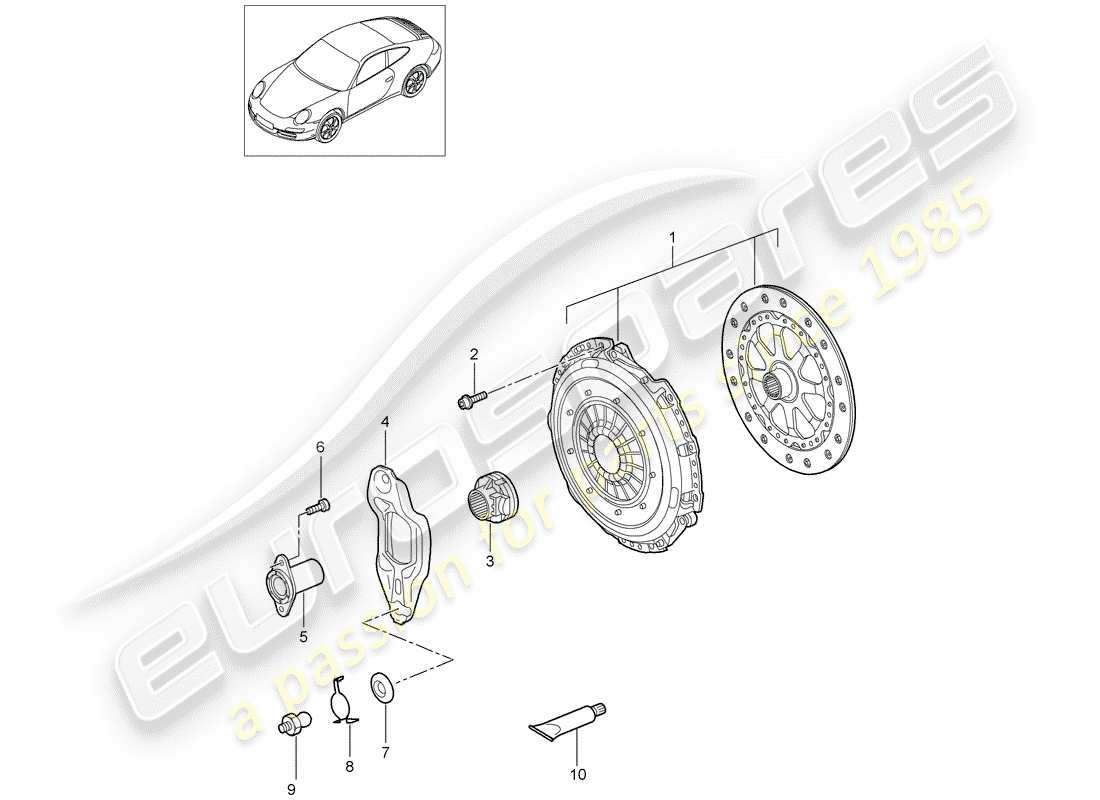 Porsche 997 Gen. 2 (2011) Embrague Diagrama de piezas