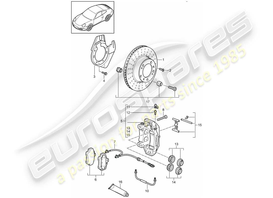 Porsche 997 Gen. 2 (2011) frenos de disco Diagrama de piezas