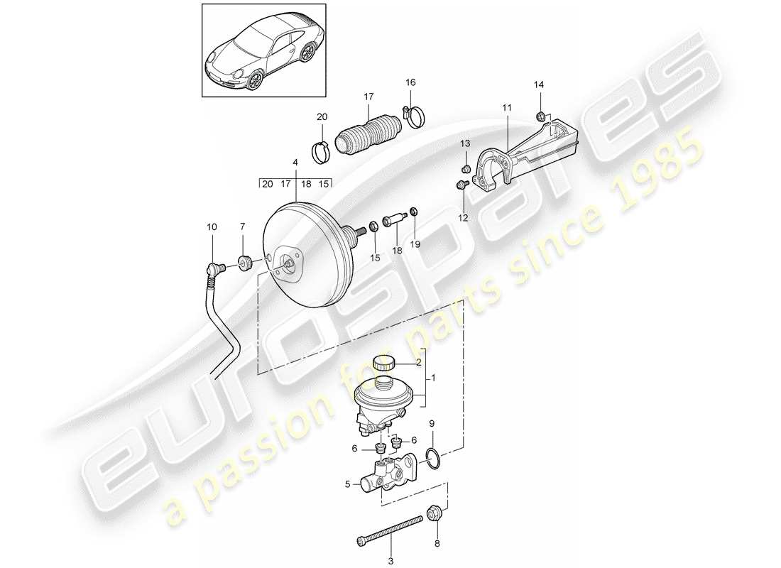 Porsche 997 Gen. 2 (2011) cilindro maestro del freno Diagrama de piezas