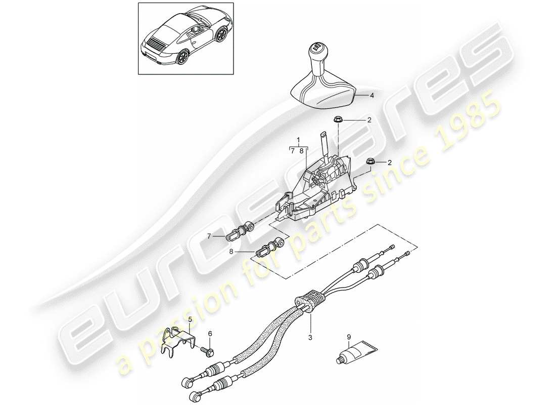 Porsche 997 Gen. 2 (2011) control de transmisión Diagrama de piezas