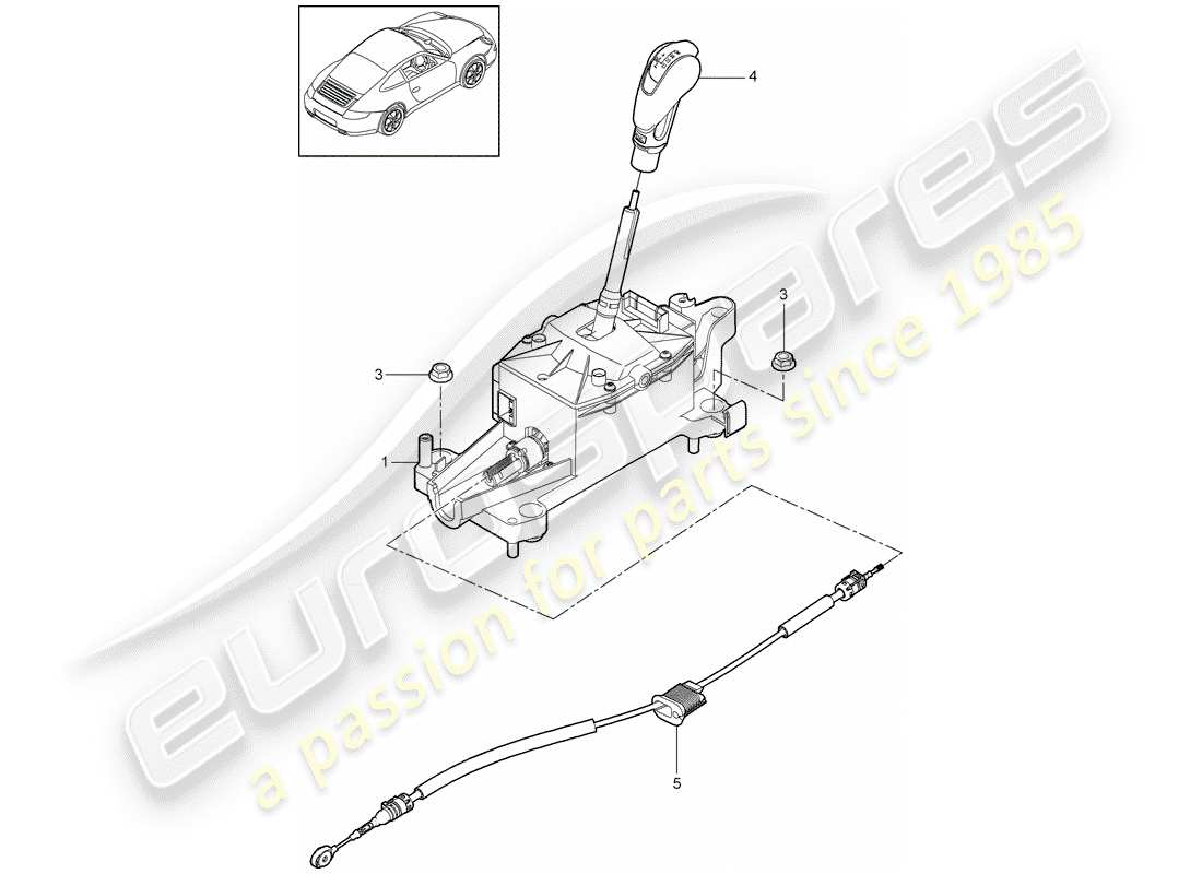 Porsche 997 Gen. 2 (2011) palanca selectora Diagrama de piezas