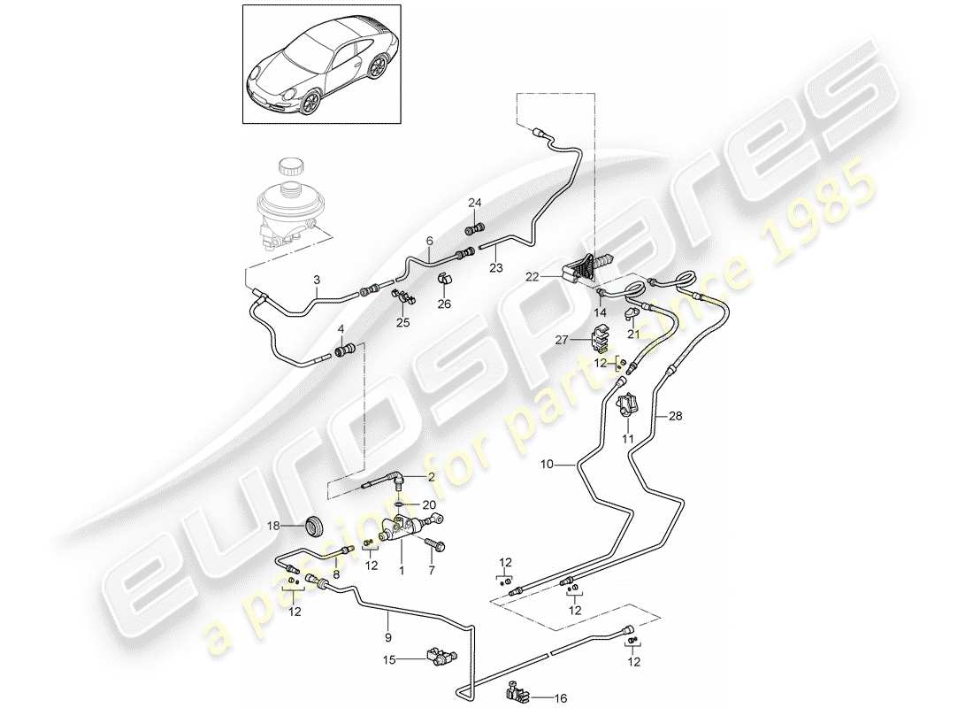 Porsche 997 Gen. 2 (2011) embrague hidráulico Diagrama de piezas