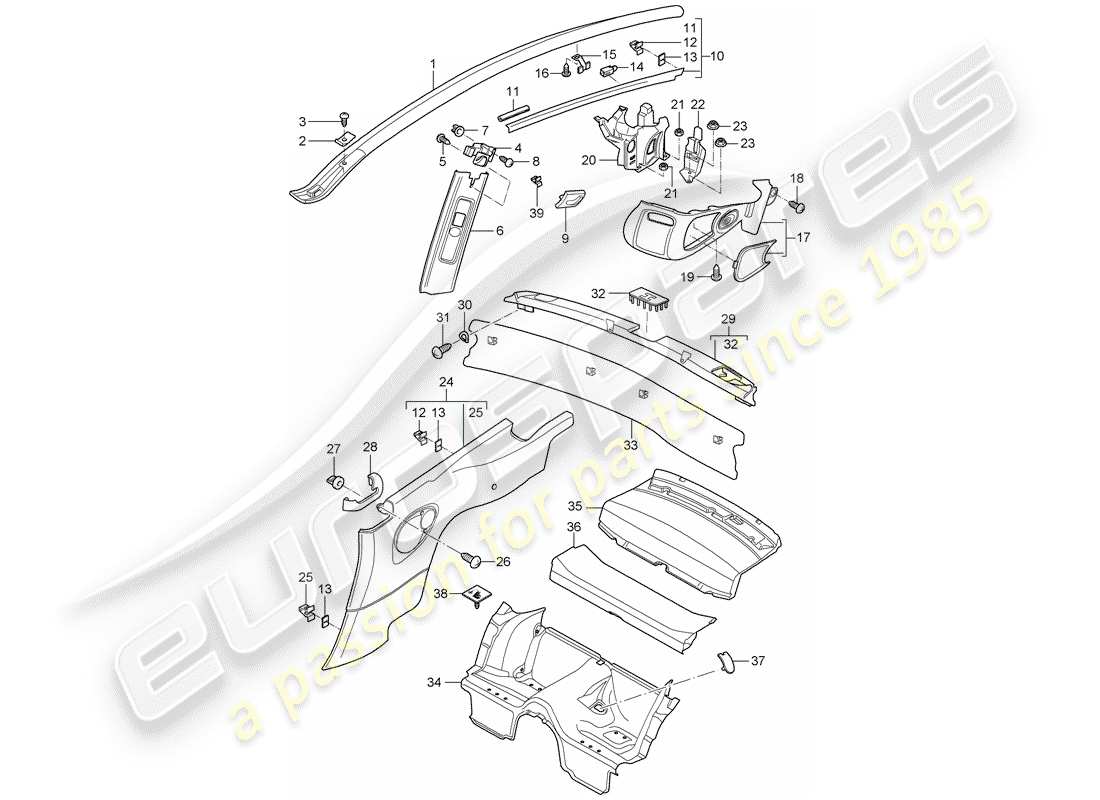 Porsche 997 Gen. 2 (2011) adornos Diagrama de piezas