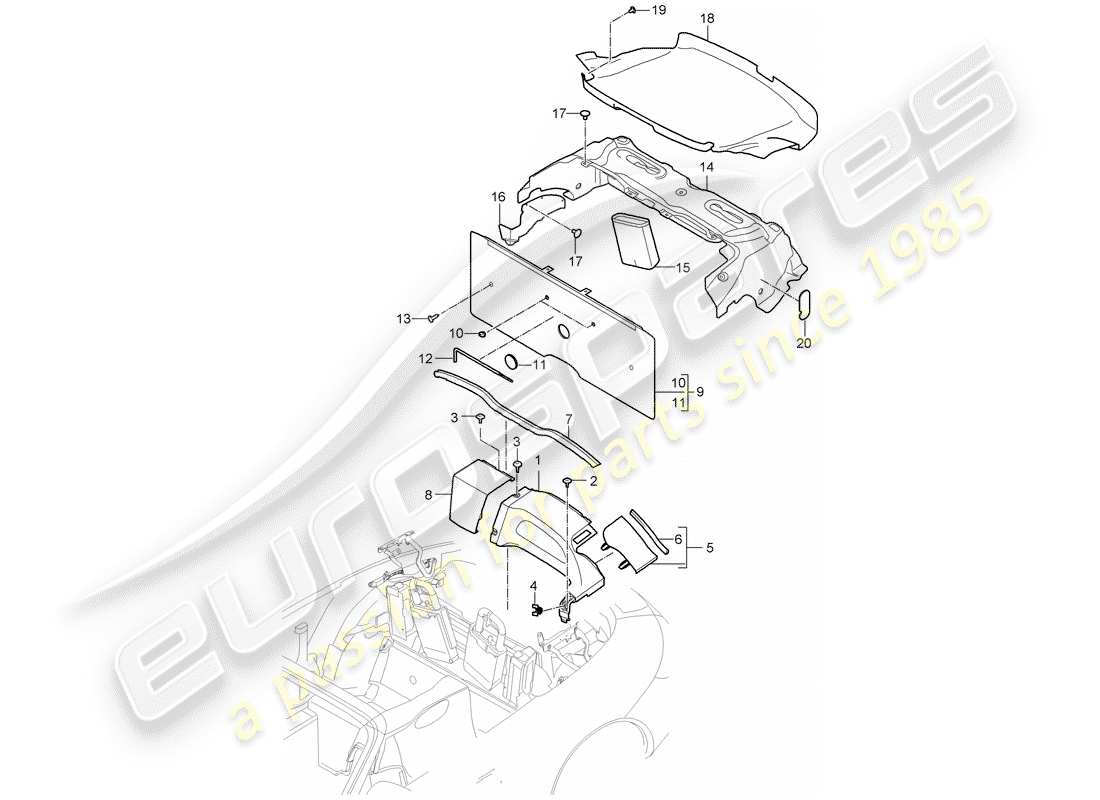 Porsche 997 Gen. 2 (2011) adornos Diagrama de piezas