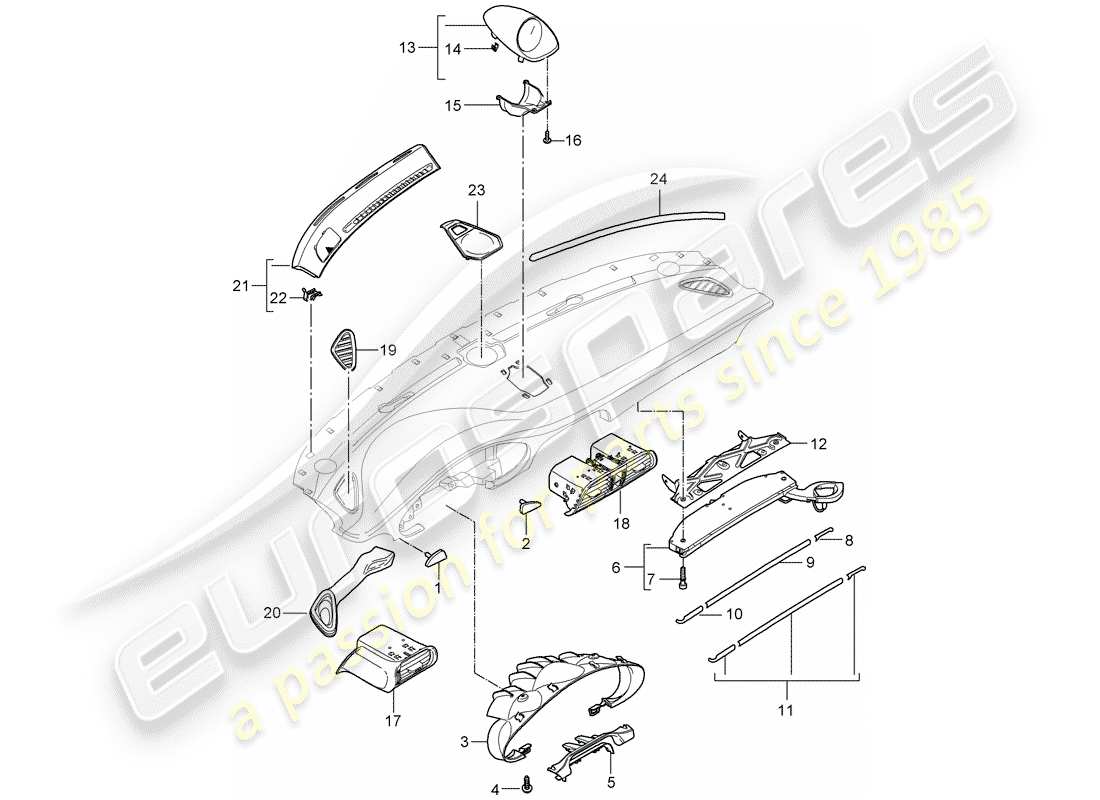 Porsche 997 Gen. 2 (2011) Accesorios Diagrama de piezas