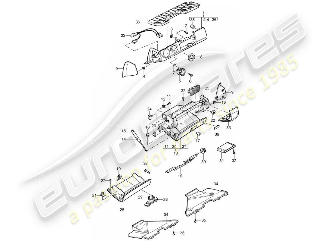 Porsche 997 Gen. 2 (2011) GUANTERA Diagrama de piezas