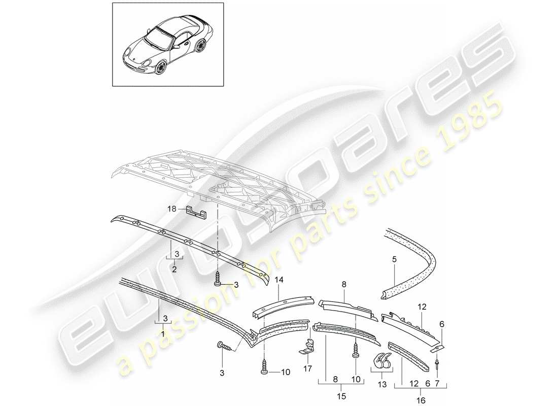 Porsche 997 Gen. 2 (2011) TOP CONVERTIBLE Diagrama de piezas