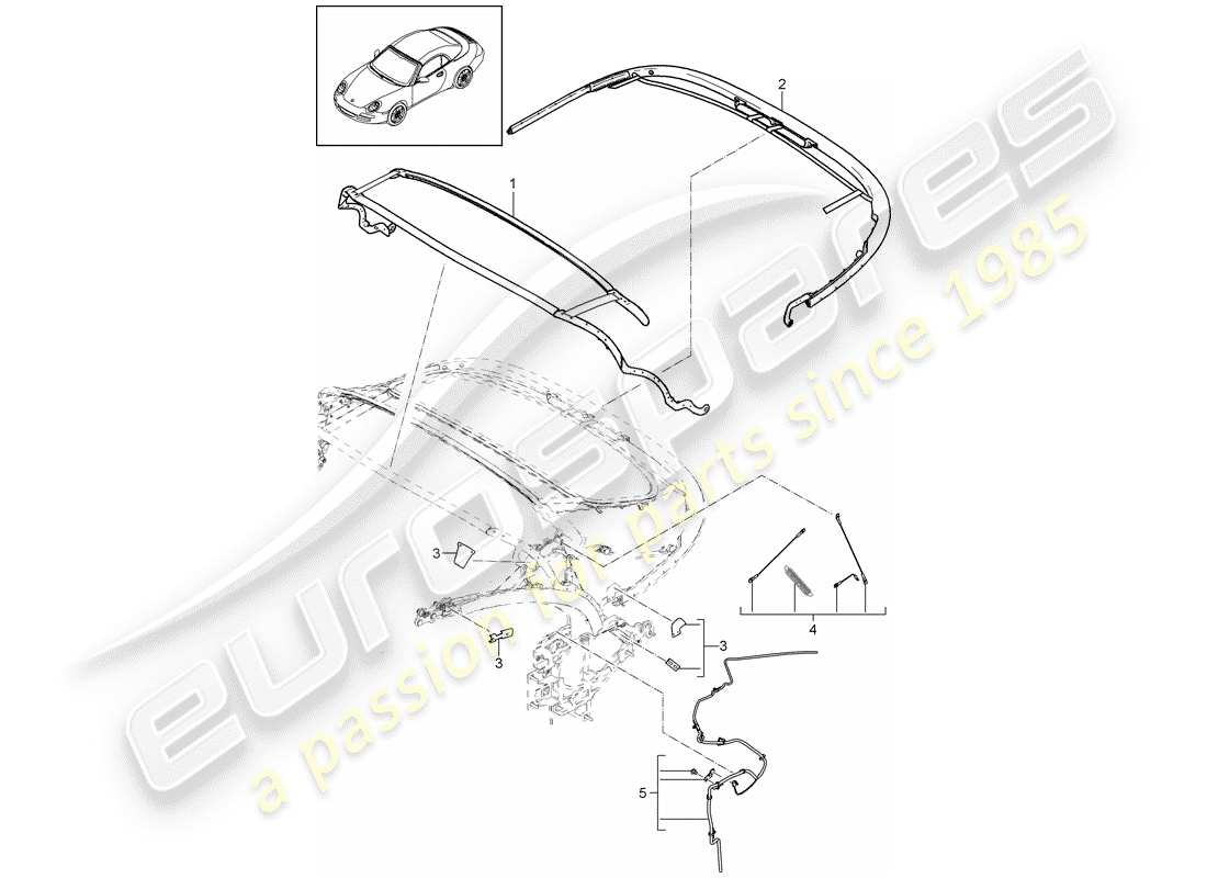 Porsche 997 Gen. 2 (2011) marco superior Diagrama de piezas