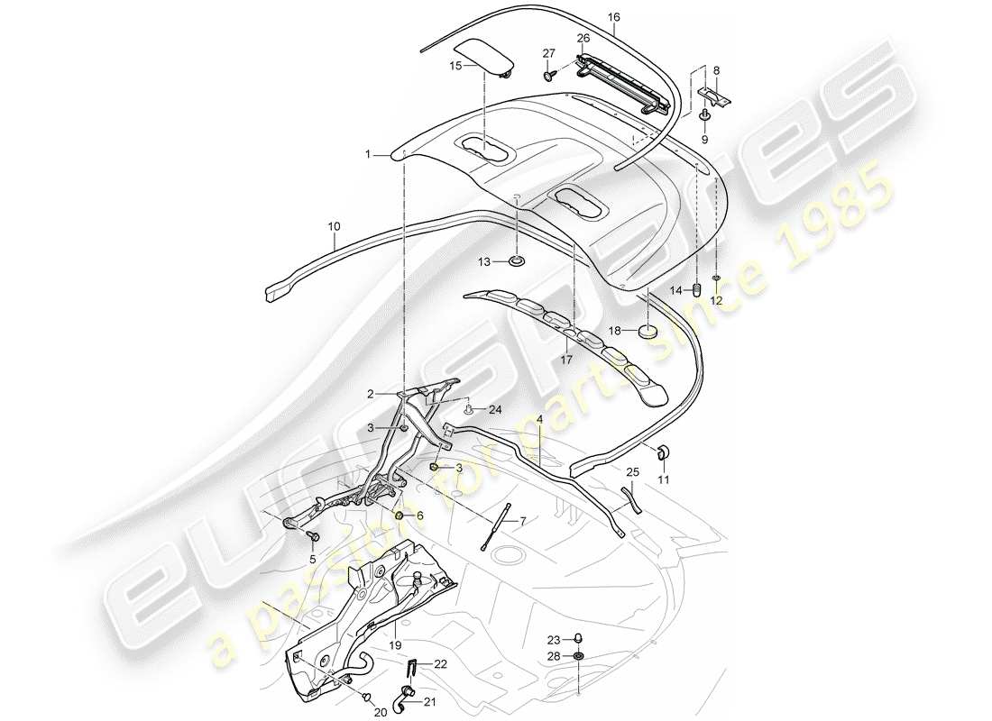 Porsche 997 Gen. 2 (2011) CAJA DE ALMACENAJE SUPERIOR Diagrama de piezas