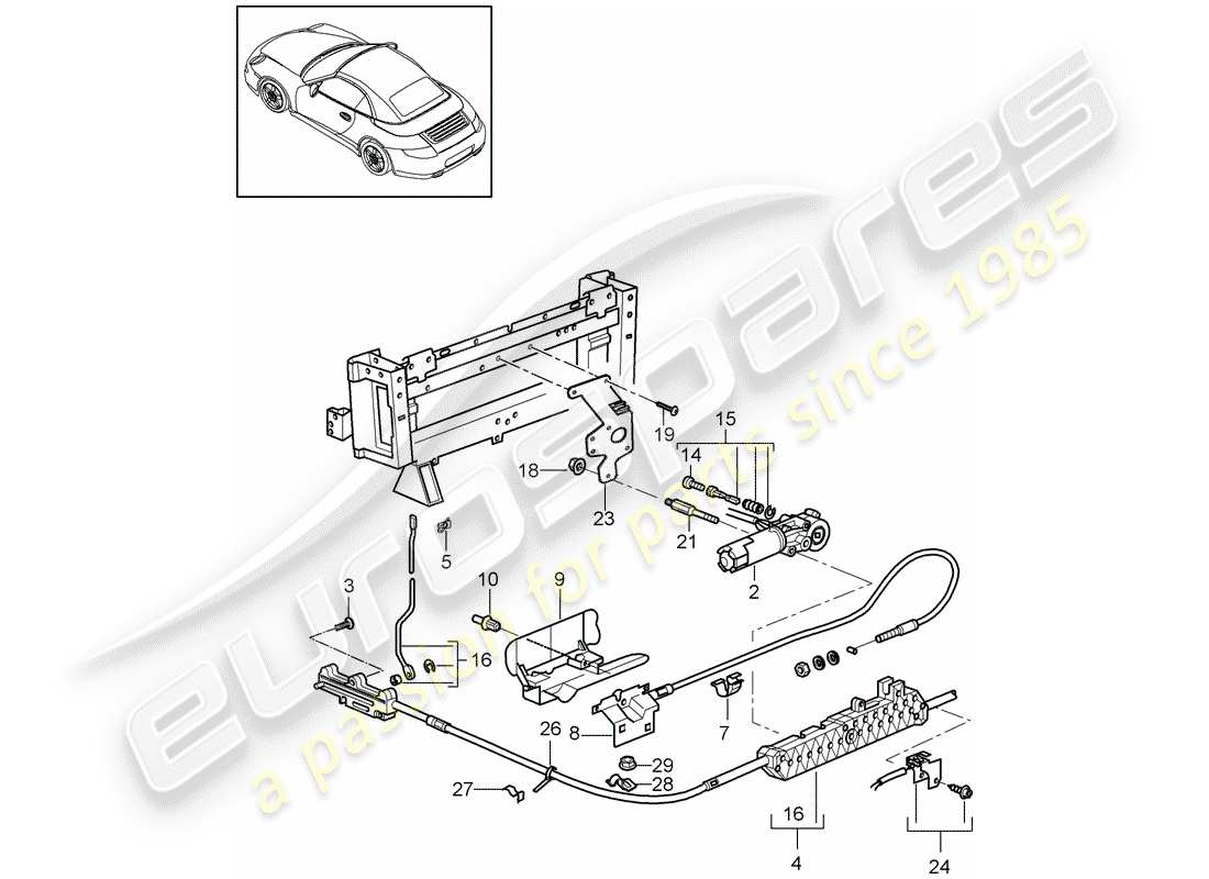 Porsche 997 Gen. 2 (2011) Mecanismo de conducción Diagrama de piezas