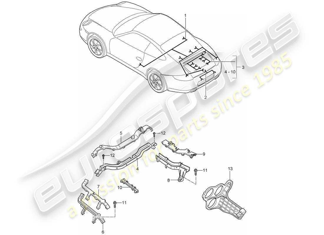 Porsche 997 Gen. 2 (2011) cableando arneses Diagrama de piezas