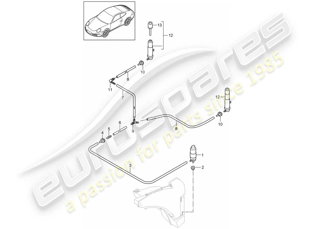 Porsche 997 Gen. 2 (2011) SISTEMA Arandela Diagrama de piezas