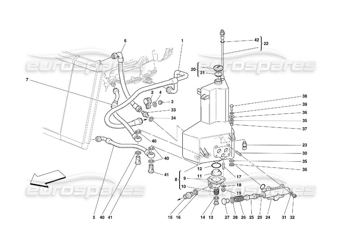 Ferrari 456 GT/GTA Sistema de lubricación - Tanque Diagrama de piezas