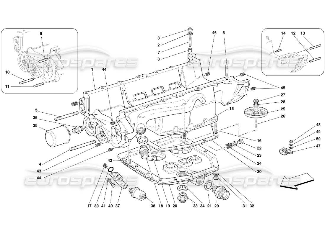 Ferrari 456 GT/GTA Lubricación - Cárter de aceite y filtros Diagrama de piezas