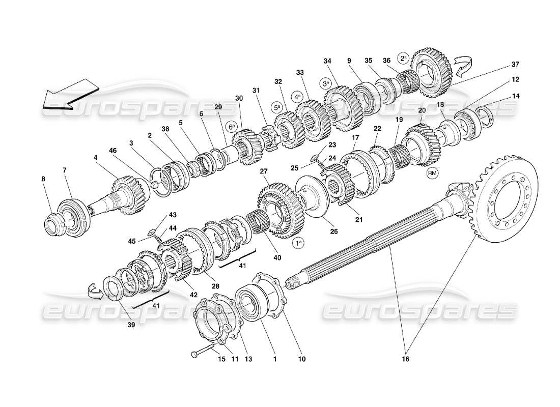 Ferrari 456 GT/GTA Engranajes del eje de apoyo: no para 456 GTA Diagrama de piezas