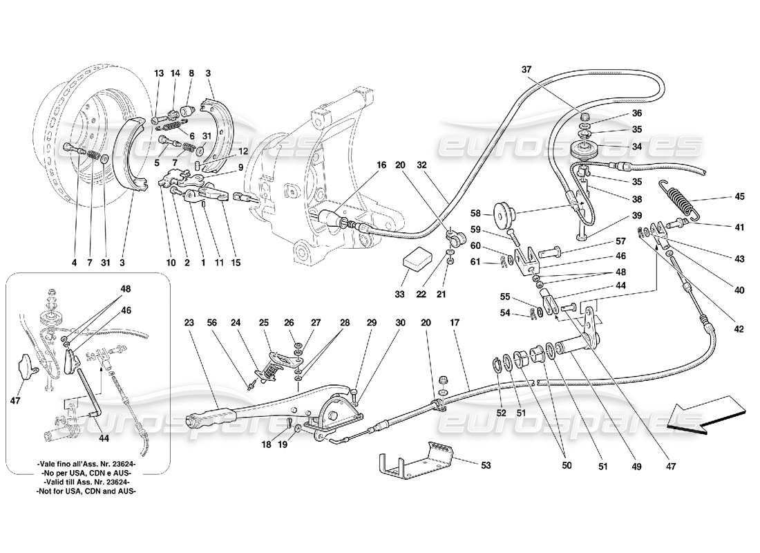 Ferrari 456 GT/GTA Control de freno de mano: válido para 456 GTA Diagrama de piezas
