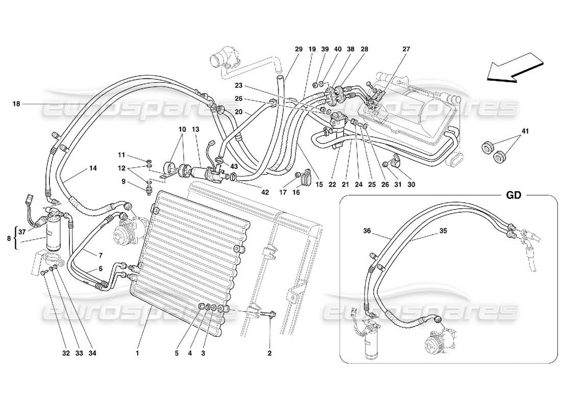 Ferrari 456 GT/GTA Sistema de aire acondicionado -Válido hasta Ass. Nro. 20878 Diagrama de piezas
