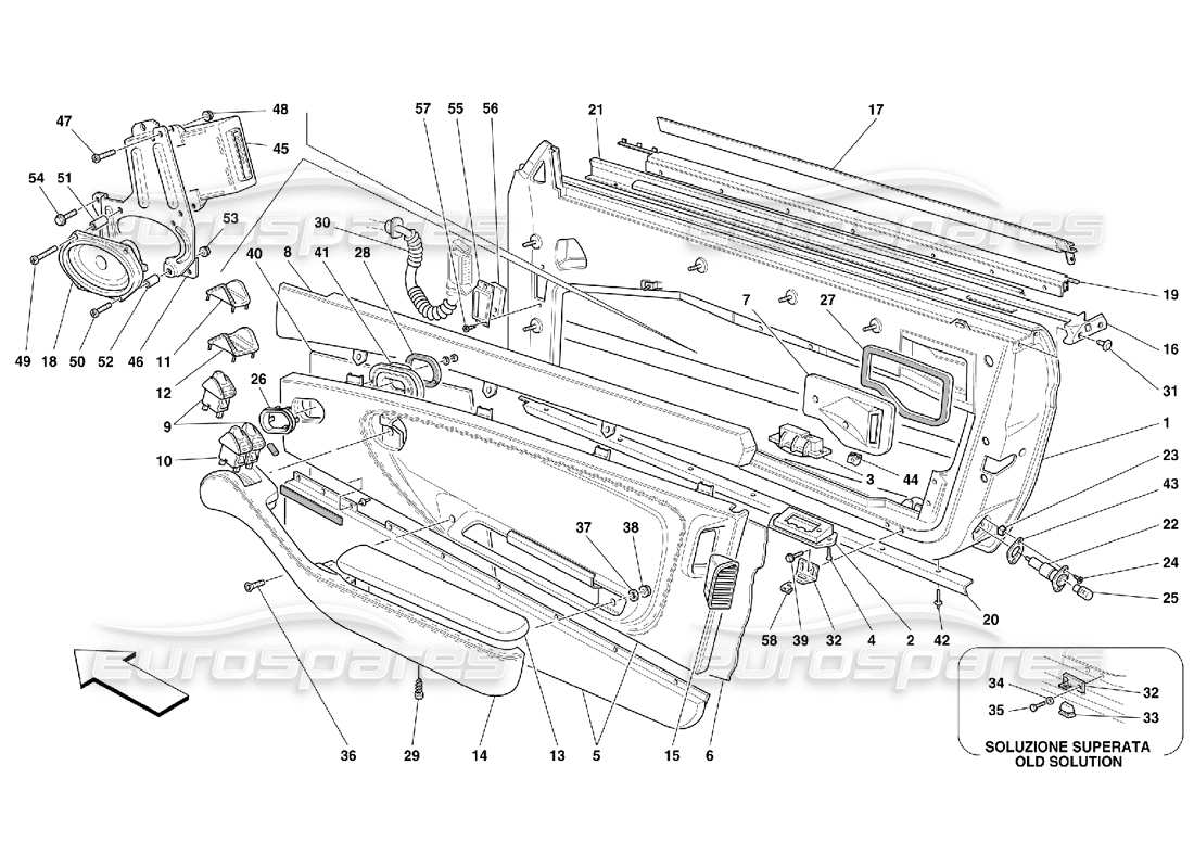 Ferrari 456 GT/GTA Puertas - Marcos y Revestimientos Diagrama de piezas