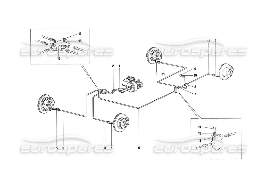 Ferrari 288 GTO Brake System Diagrama de piezas