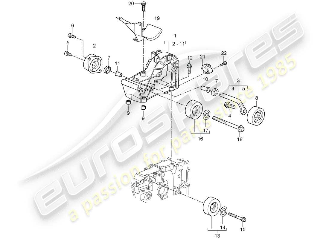 Porsche Boxster 987 (2008) tensor de la correa Diagrama de piezas