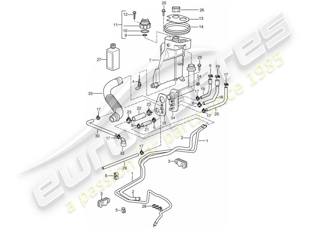 Porsche Boxster 987 (2008) water cooling 4 Diagrama de piezas