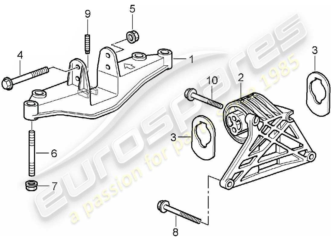 Porsche Boxster 987 (2008) suspensión del motor Diagrama de piezas