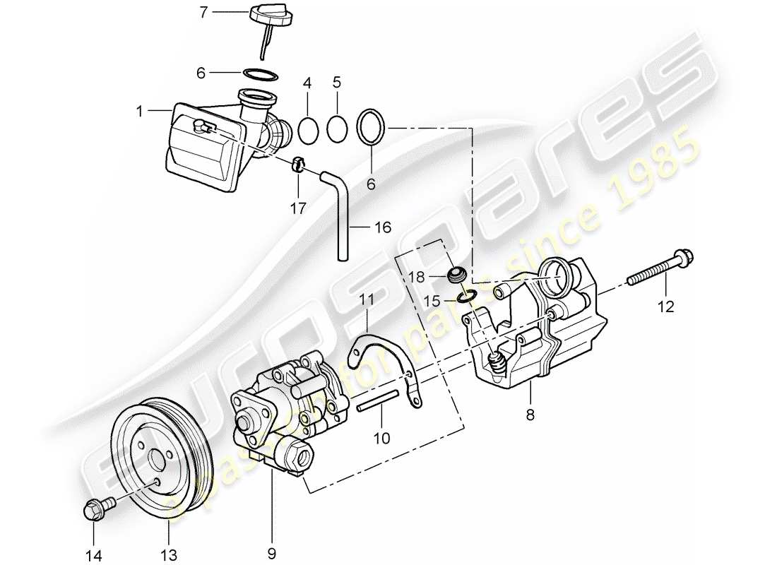 Porsche Boxster 987 (2008) Dirección asistida Diagrama de piezas