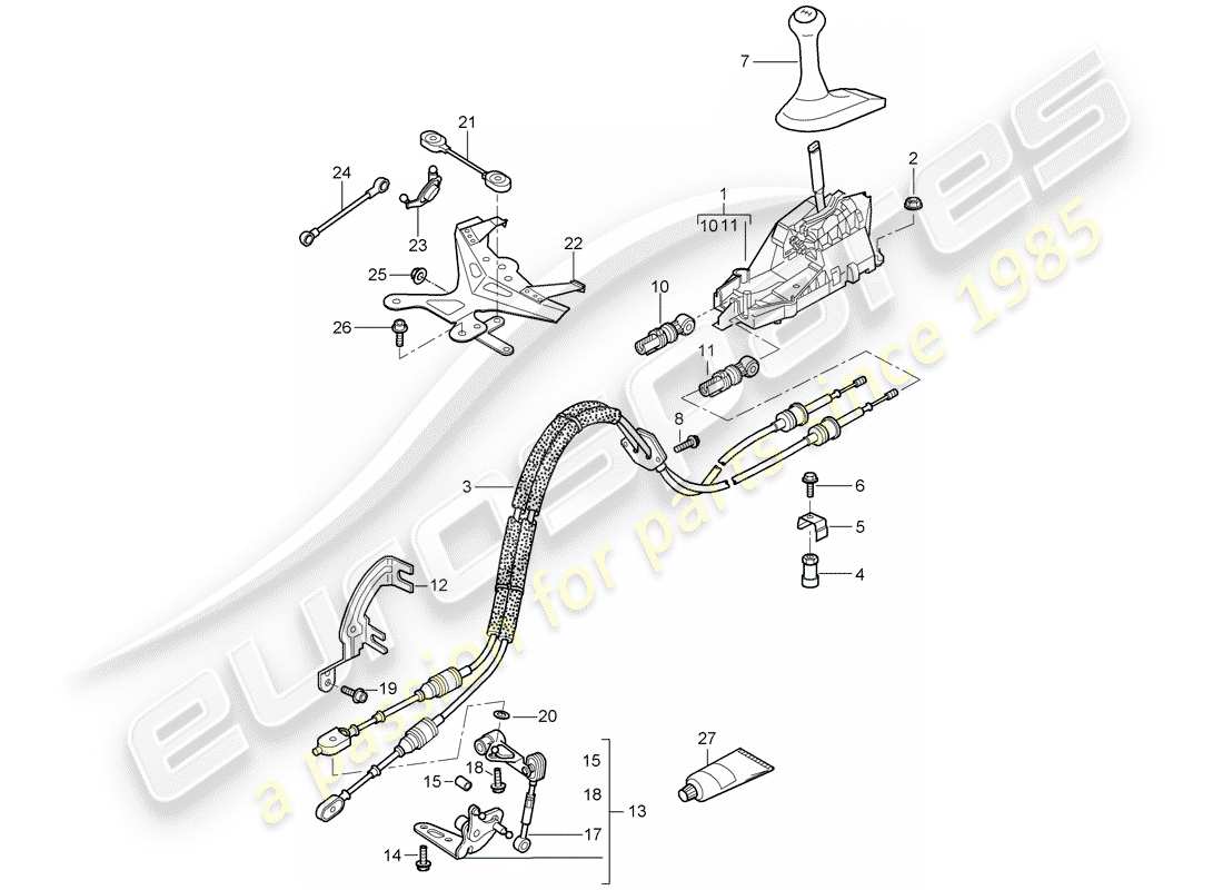 Porsche Boxster 987 (2008) control de transmisión Diagrama de piezas